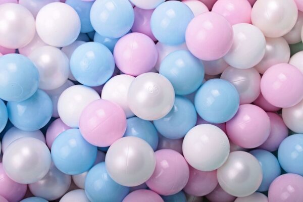 MeowBaby-Soft-Plastic-Balls-7cm-for-the-Ball-Pit-Certified-Set-100pcs-White-PearlPastel-PinkWhiteBaby-Blue