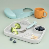Peekaboo-silikoonist-taldrik-Deer-friends-Grey