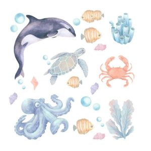 Seinakleebis-lastetuppa-Ocean-Animals-II