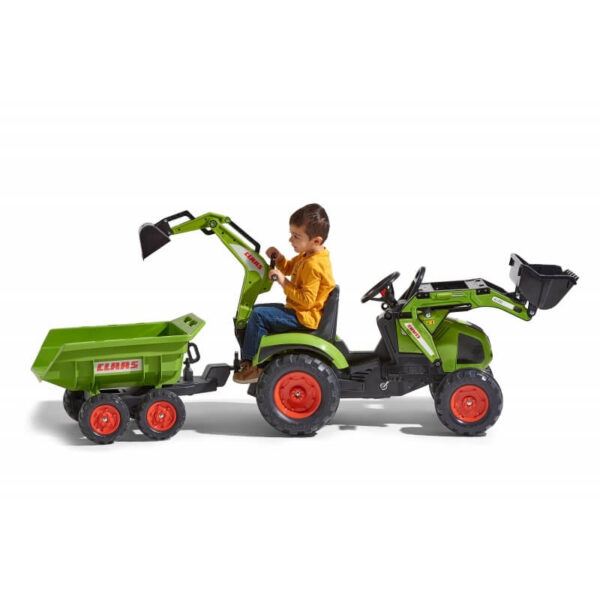 FALK-haagisega-traktor-lastele-koos-ekskavaatorkopaga-roheline2