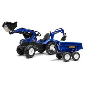 FALK-haagisega-traktor-lastele-koos-ekskavaatorkopaga-sinine