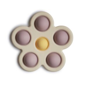Mushie-mänguasi-Lilleke-pop-it-soft-lilac-pale-daffodil-ivory