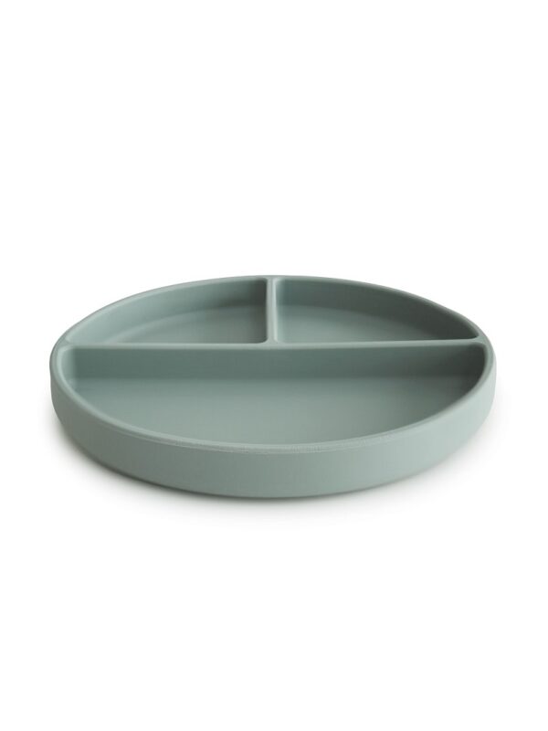 Mushie-silikoonist-taldrik-iminapaga-Cambridge-Blue