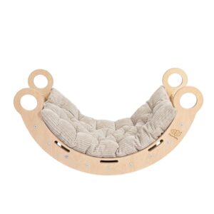 Meowbaby-puidust-montessori-kaarkiik-padjaga-Dream-Rocker-Classic-Wood-beež