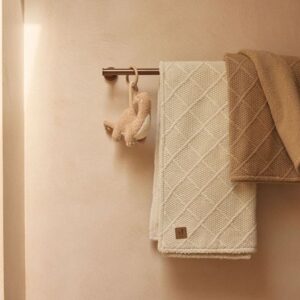Jollein kootud beebitekk fliisiga 75x100cm Check Knit, Oatmeal - Image 2