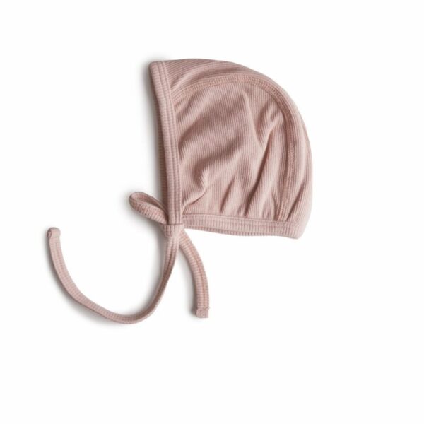 mushie-beebimuts_Blush_Melange_Mushie_Ribbed_Baby_Bonnet