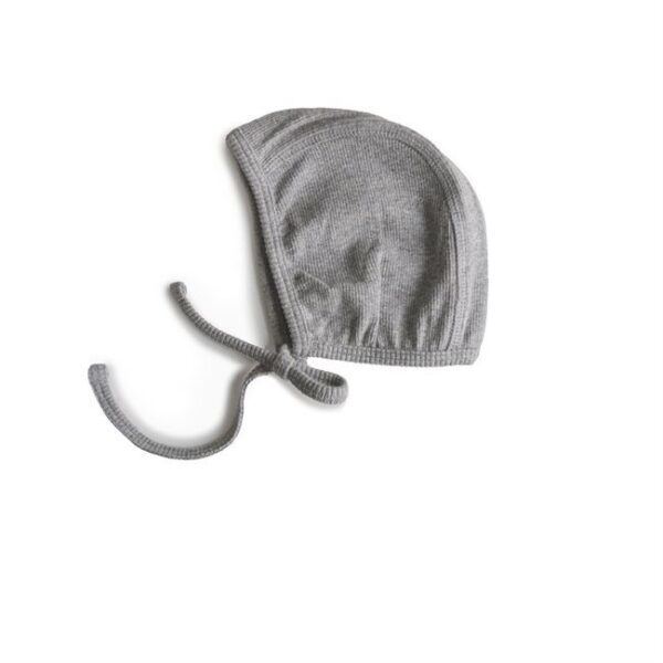 mushie-beebimuts_grey_Melange_Mushie_Ribbed_Baby_Bonnet