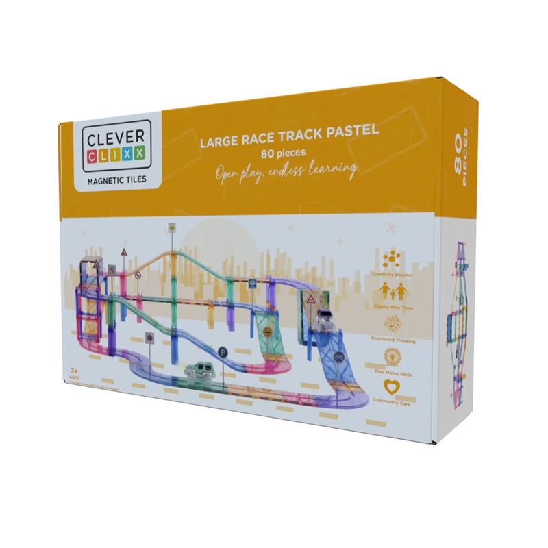 Cleverclixx-magnetklotsid-80tk-Large-Race-Track-Pastel