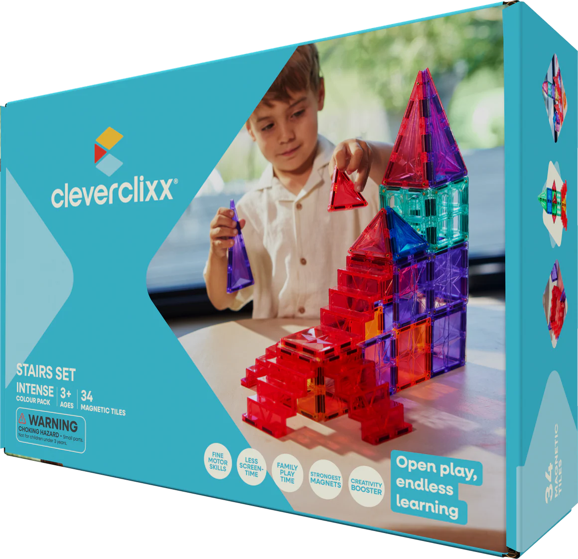 CLEVERCLIXX-magnetklotsid-stairs-set-intense