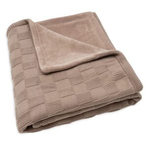 Jollein-kootud-beebitekk-fliisiga-100x150cm-Box-Knit-Milky-Coffee
