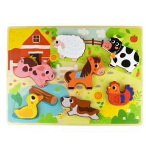 Tooky-Toy-puidust-montessori-pusle-Farm-Animals-Match-Shapes